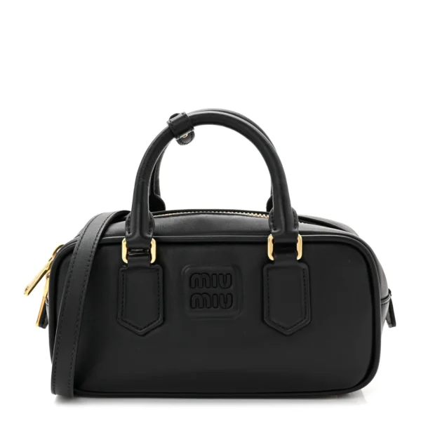 Miu Miu Black - Brown Leather Top Handle Bag