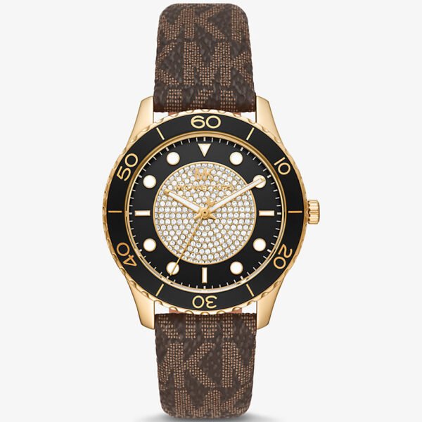 Bold Luxury Sport: Michael Kors Gold & Black Monogram Watch