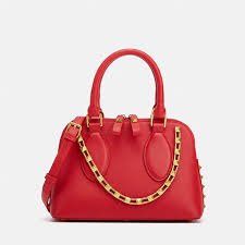 Luxury Chain Handle Satchel – Red