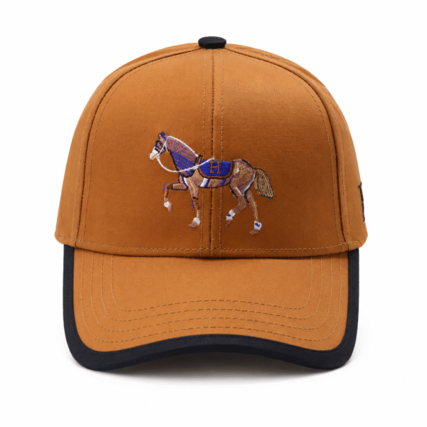 Beige Horse Embroidered Cap