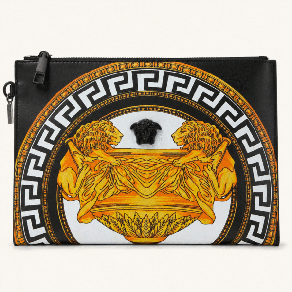 Versace Medusa Baroque Zip Clutch – Black & Gold