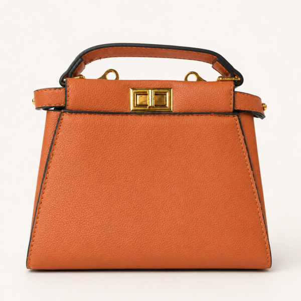 Tan Peekaboo-Style Structured Handbag