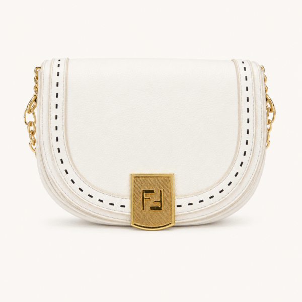 Fendi White Baguette-Style Shoulder Bag