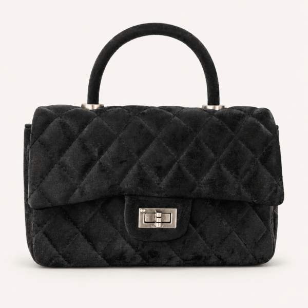 Quilted Black Top Handle Bag