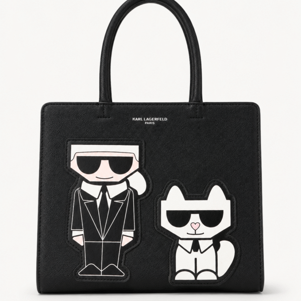 Karl Lagerfeld Black Character Appliqué Tote Bag