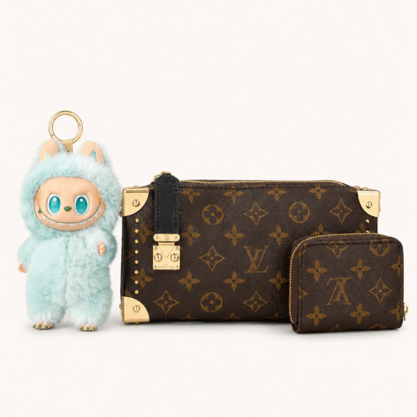 Louis Vuitton Monogram Trunk-Style Clutch Set with Wallet & Character Charm