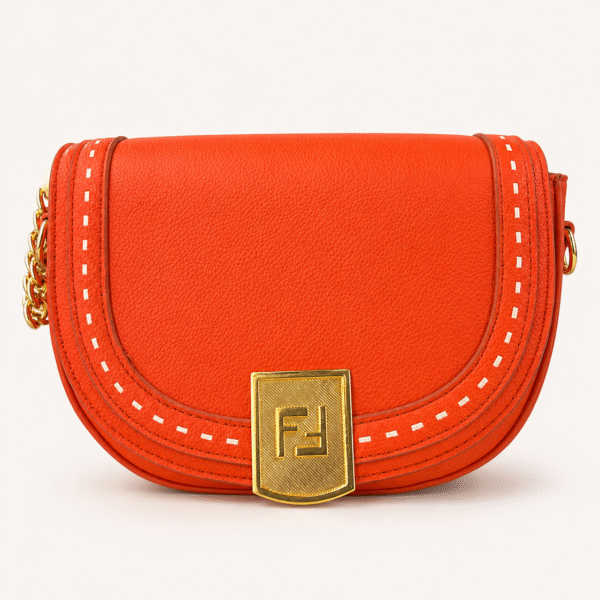 Fendi Orange Saddle Shoulder Bag