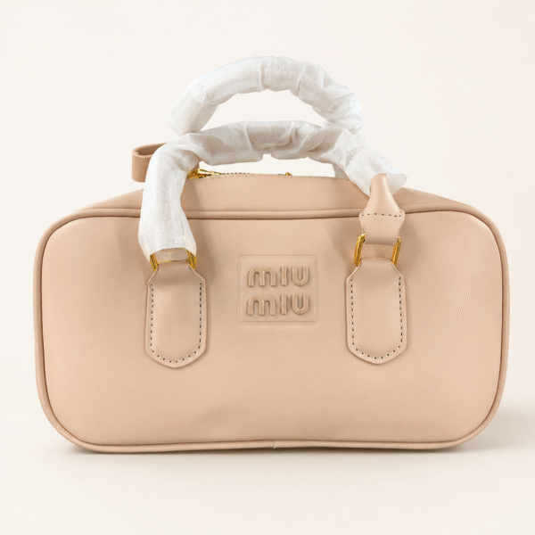 Miu Miu Beige Structured Top Handle Bag