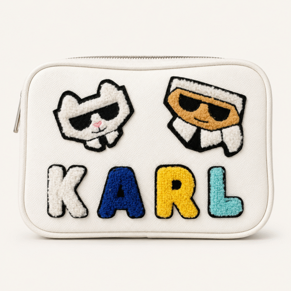 Karl Lagerfeld White Graphic Pouch