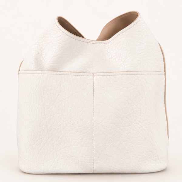 White Textured Bucket Tote Bag