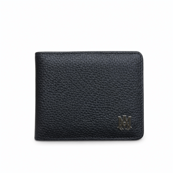 AM Monogram Black Textured Bifold Wallet