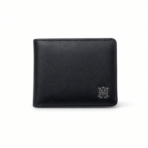 AM Monogram Black Smooth Bifold Wallet