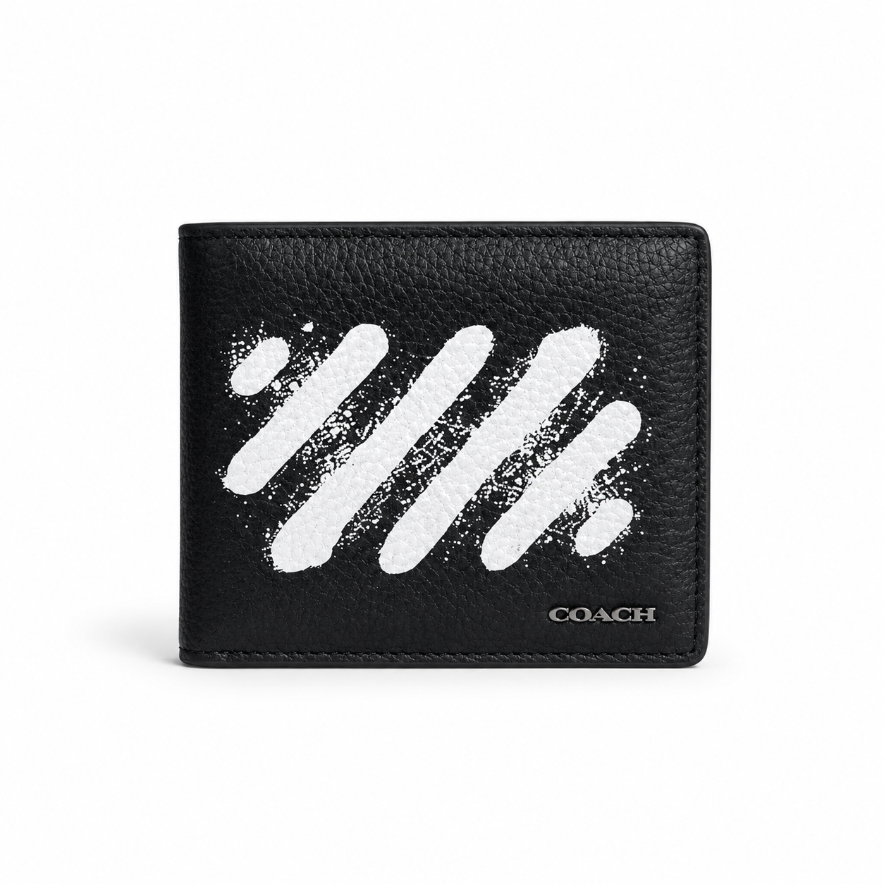 Black Brush-Stroke Graphic Bifold Wallet