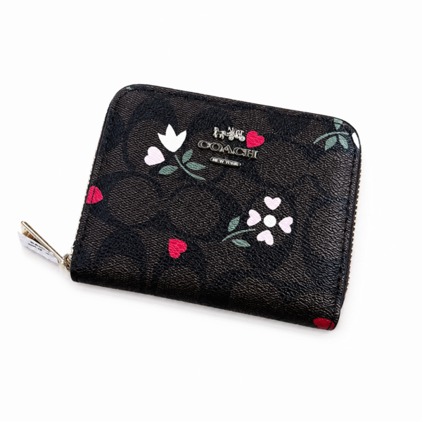 Coach Floral Compact Wallet – Black