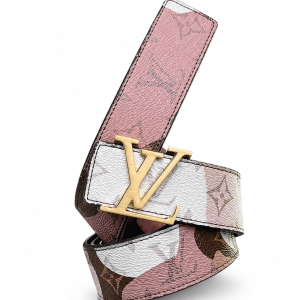 Louis Vuitton Pink & White Monogram Belt – Gold LV Buckle