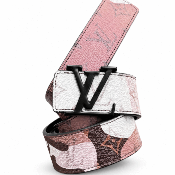 Louis Vuitton Pink & White Monogram Belt – Black LV Buckle