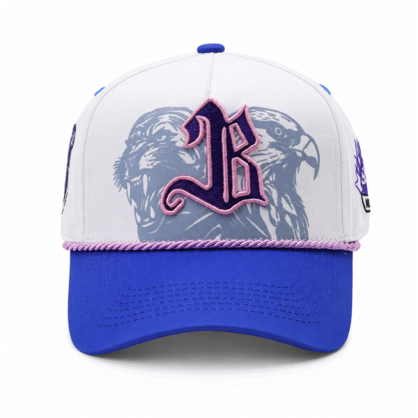 White & Blue Graphic Baseball Cap