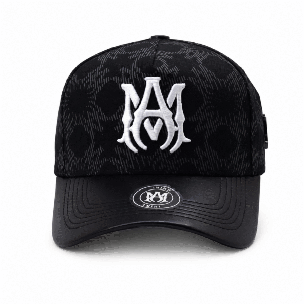 Black Patterned Monogram Cap