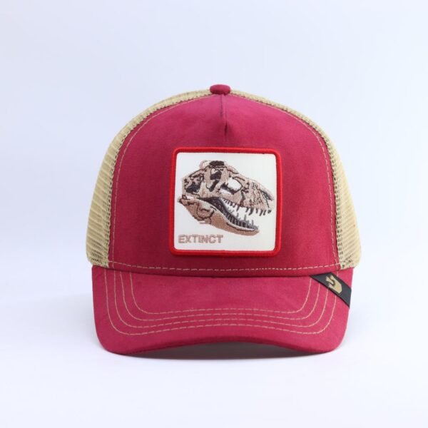 Red Dinosaur Skull Patch Trucker Cap