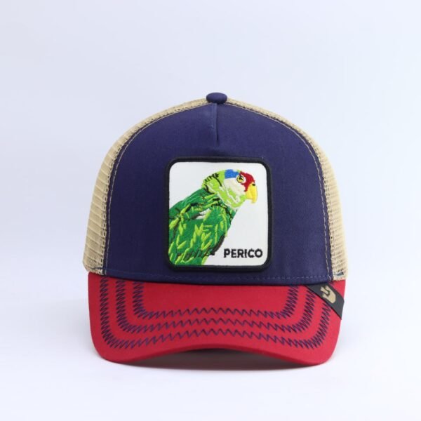Navy & Red Parrot Patch Trucker Cap