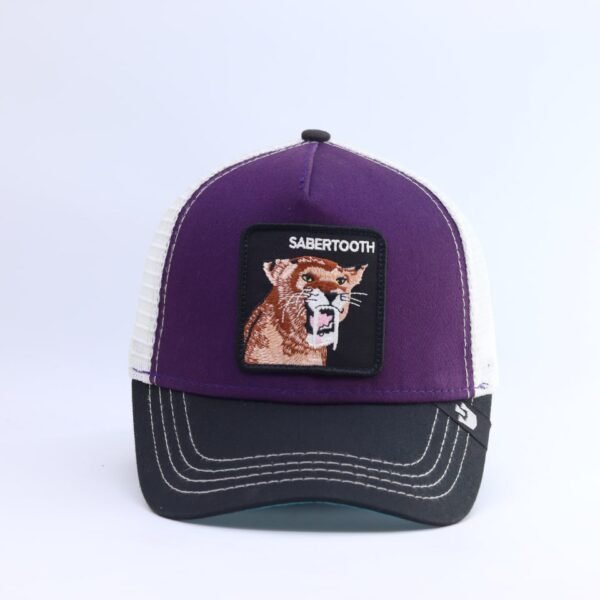 Purple and White Trucker Cap with Animal Patch