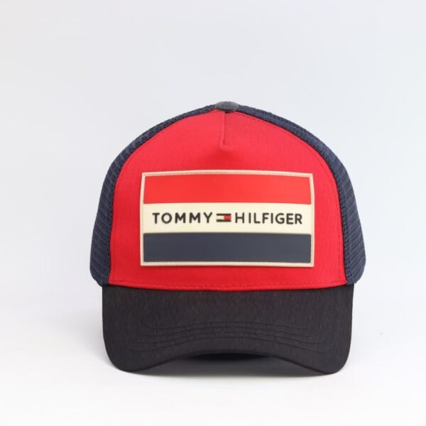 Red and Navy Trucker Cap with Front Patch