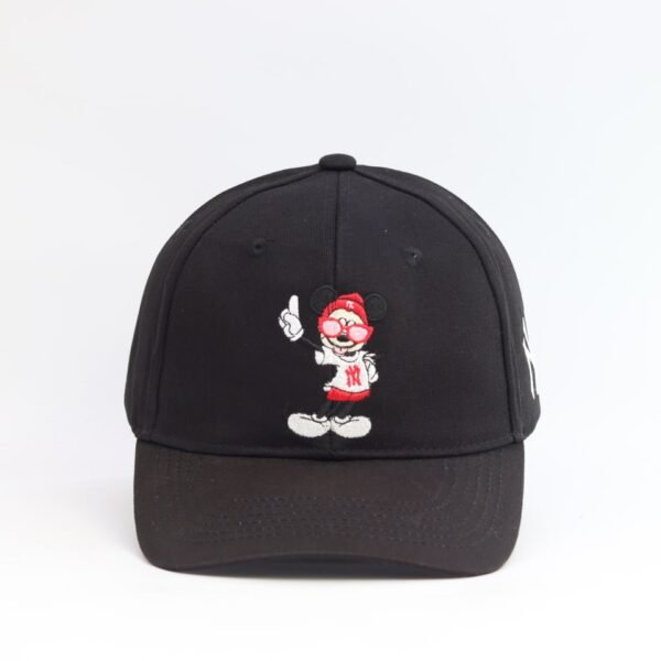 Black Cap with Cartoon Character Embroidery