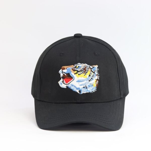 Black Cap with Embroidered Tiger Head
