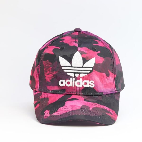 Pink Camouflage Cap with White Trefoil Logo