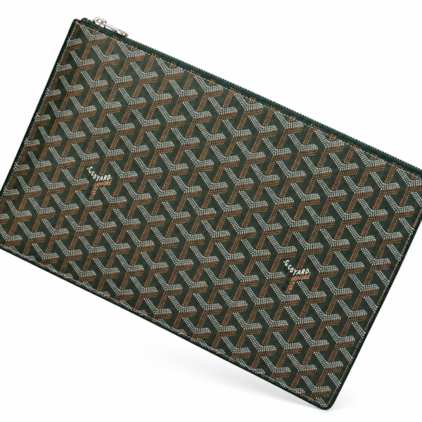 Goyard Chevron Monogram Dark Green Zip Pouch