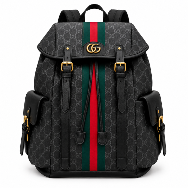 Gucci black GG Web Stripe Backpack
