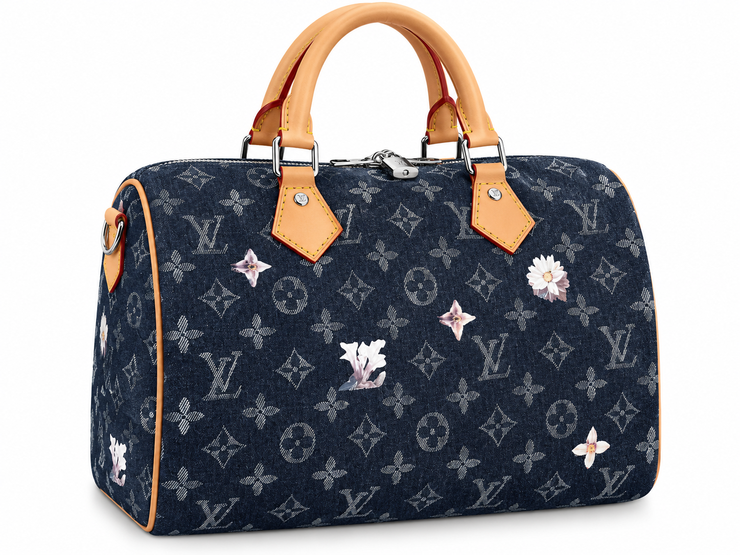 Louis Vuitton Blue Denim Monogram Floral Speedy Bag