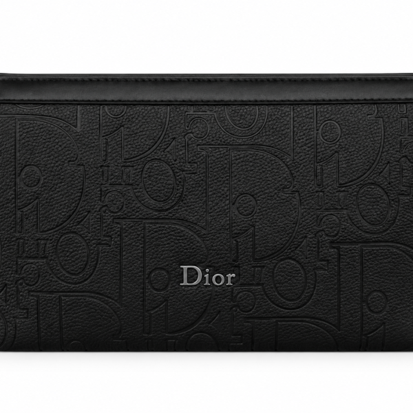 Dior Oblique Embossed Black Pouch – Large Size