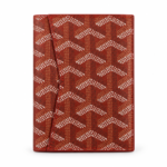 Goyard-Style Pattern Card Holder - Burgundy