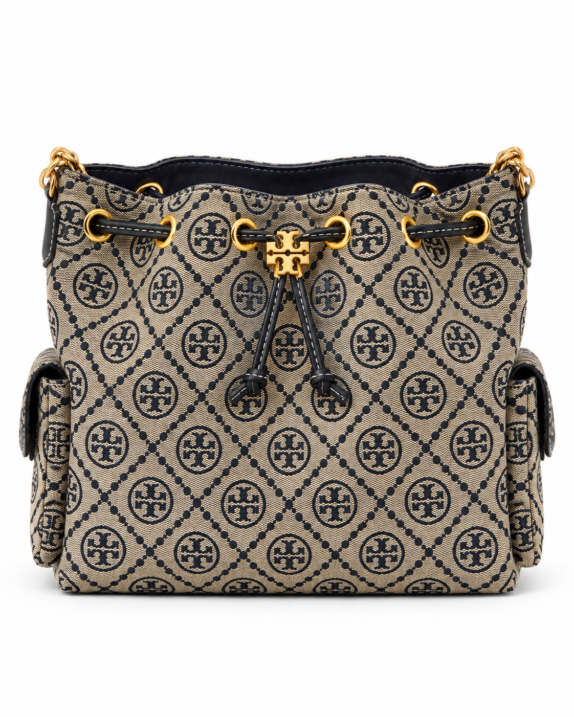 Jacquard Monogram Drawstring Bucket Bag