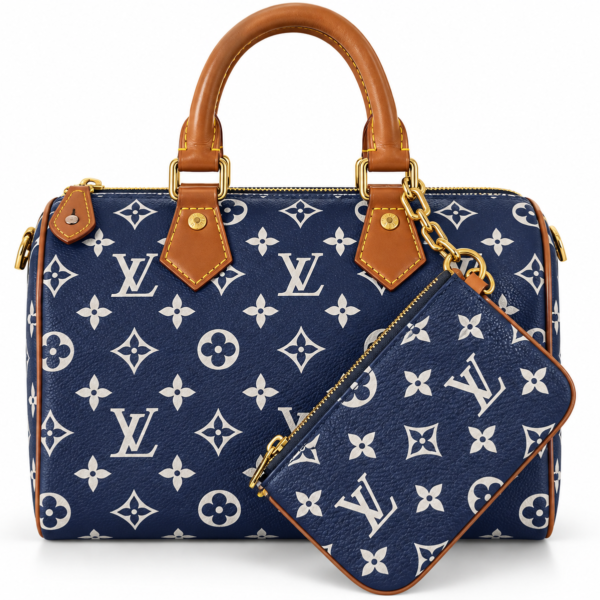 Louis Vuitton Navy Monogram Speedy Bag with Pouch