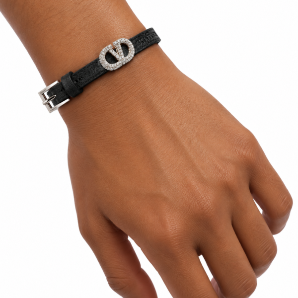 Valentino VLogo Crystal Leather Bracelet