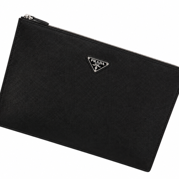 Prada Saffiano Black Zip Pouch