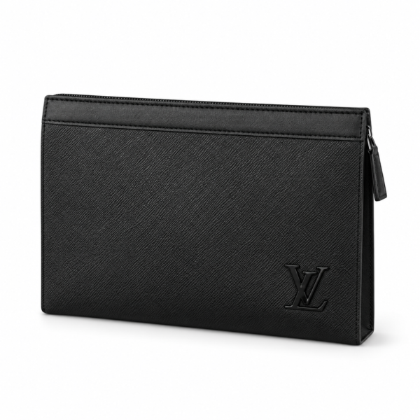 Louis Vuitton Black Textured Pouch (m)
