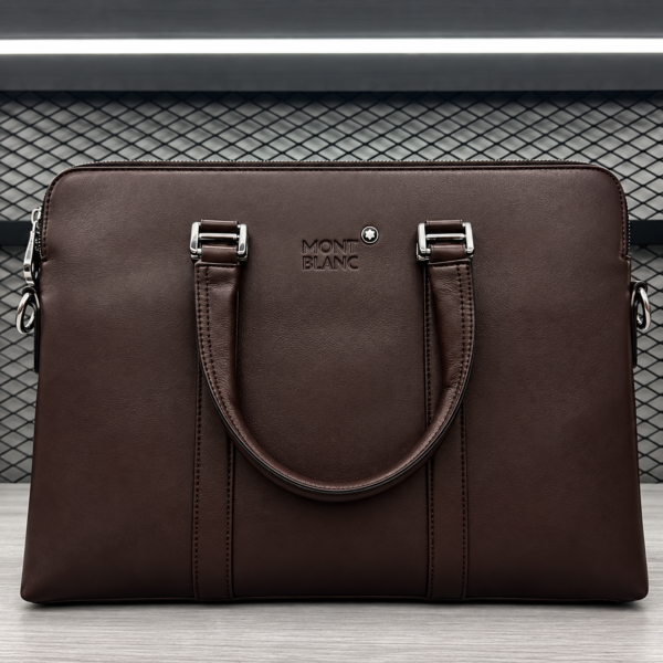 Montblanc Dark Brown Leather Laptop Business Bag