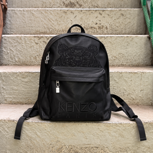 KENZO Black Embossed Tiger Backpack