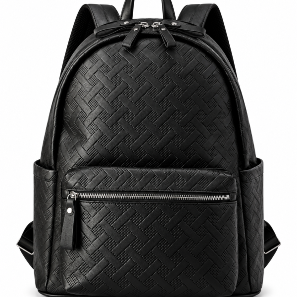 Black Embossed Geometric Backpack