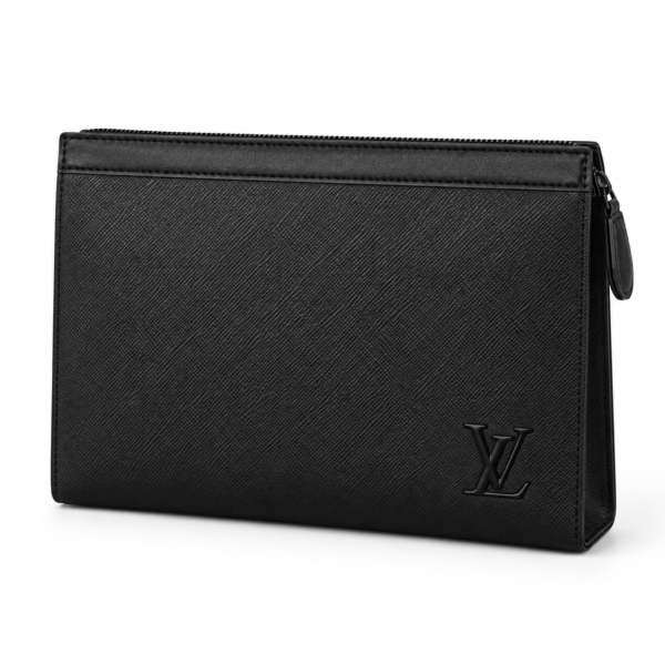 Louis Vuitton Black Textured Pouch (L)