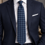 TIE - Navy / Light Blue Grid