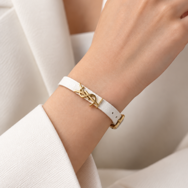 Saint Laurent Cassandre Leather Bracelet