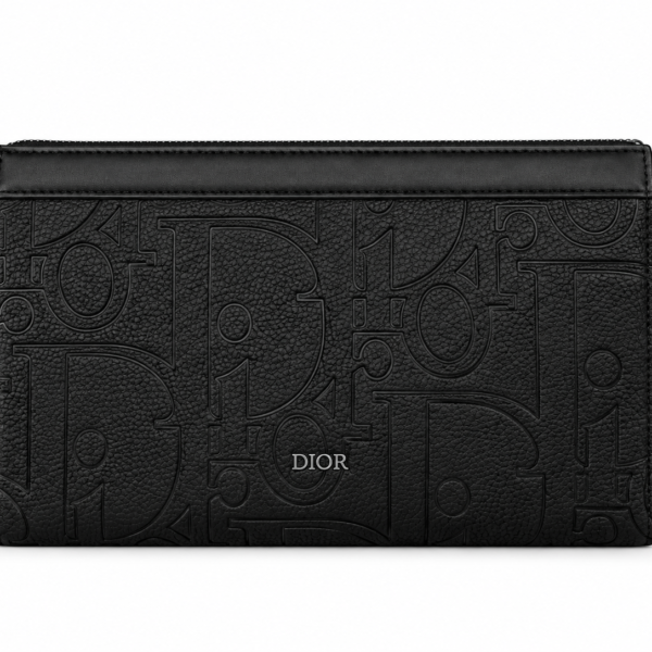 Dior Oblique Embossed Black Pouch – Small Size