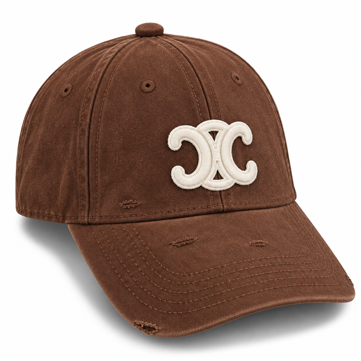 Celine Triomphe Distressed Brown Cap