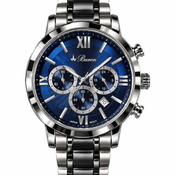 Buren Classic Chronograph – Blue & Silver Edition