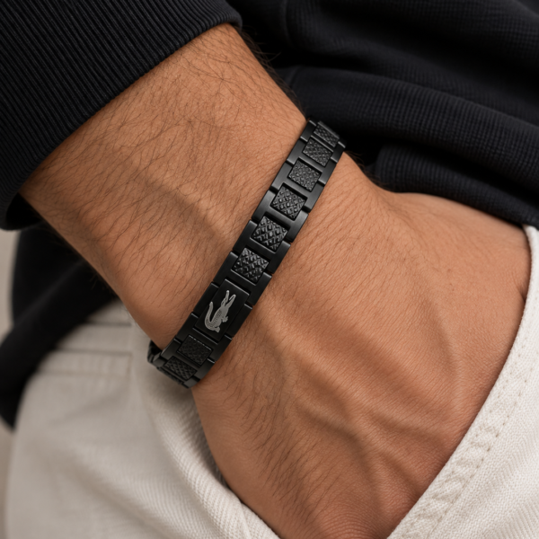 Lacoste Black Stainless Steel Link Bracelet