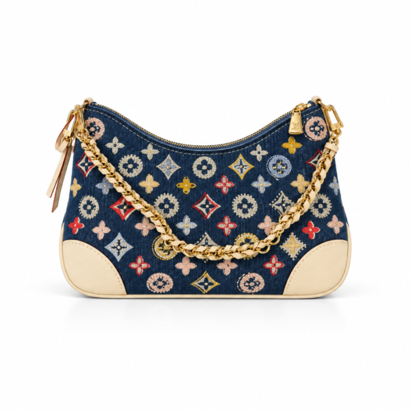 Louis Vuitton Denim Embroidered Hobo Bag